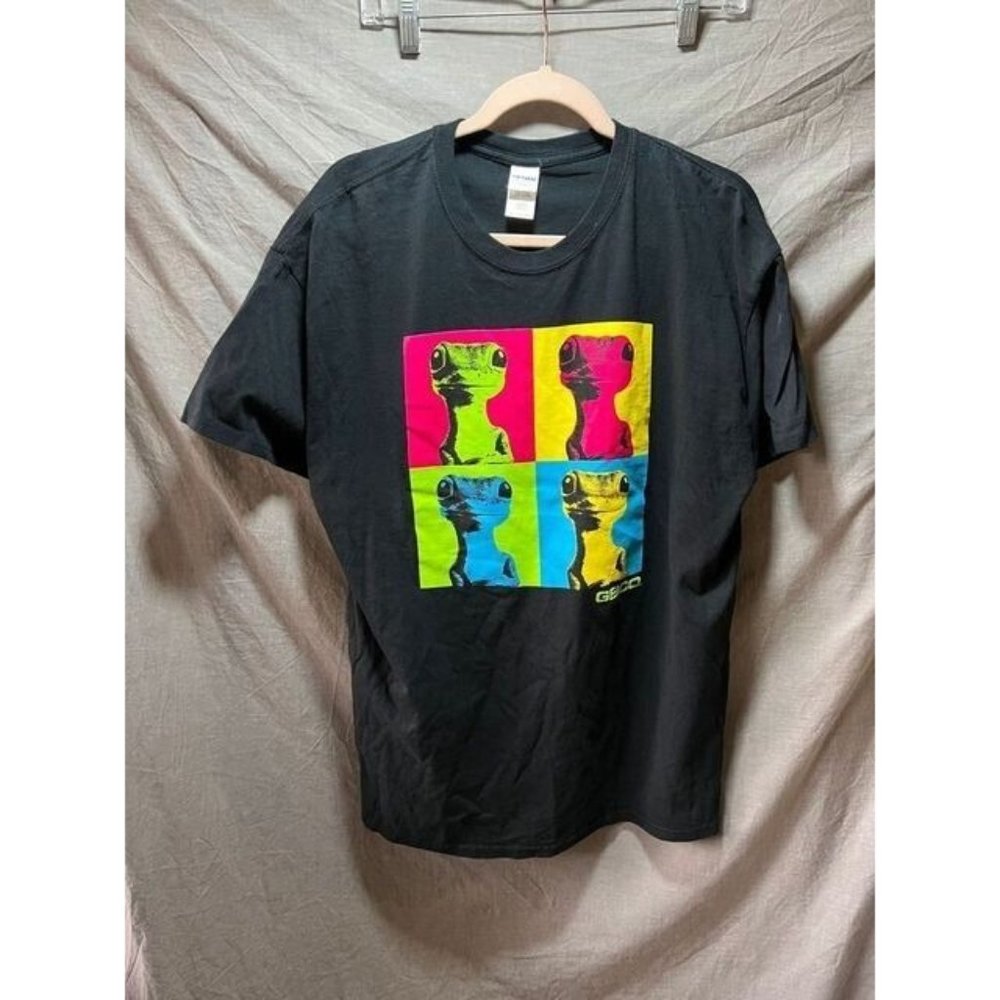 Gecko Shirt Adult Extra Large Black Short‎ Sleeve Pullover Logo Tee Mens